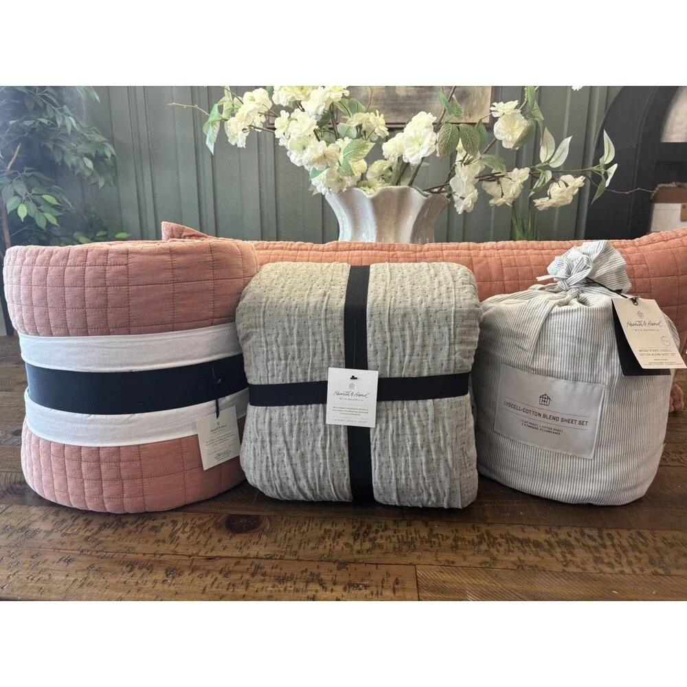 Bundle Offer! Queen Hearth & Hand Sage Green & Rust Bedding Set NEW